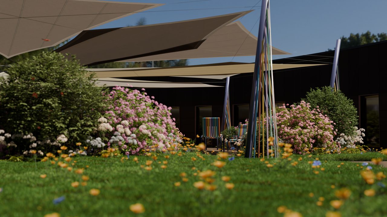 Étude : voiles sur le jardin d’une maison de retraite