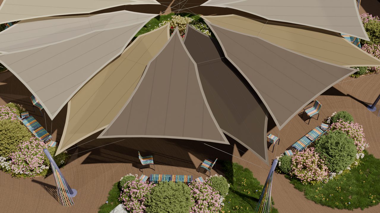 Étude : voiles sur le jardin d’une maison de retraite