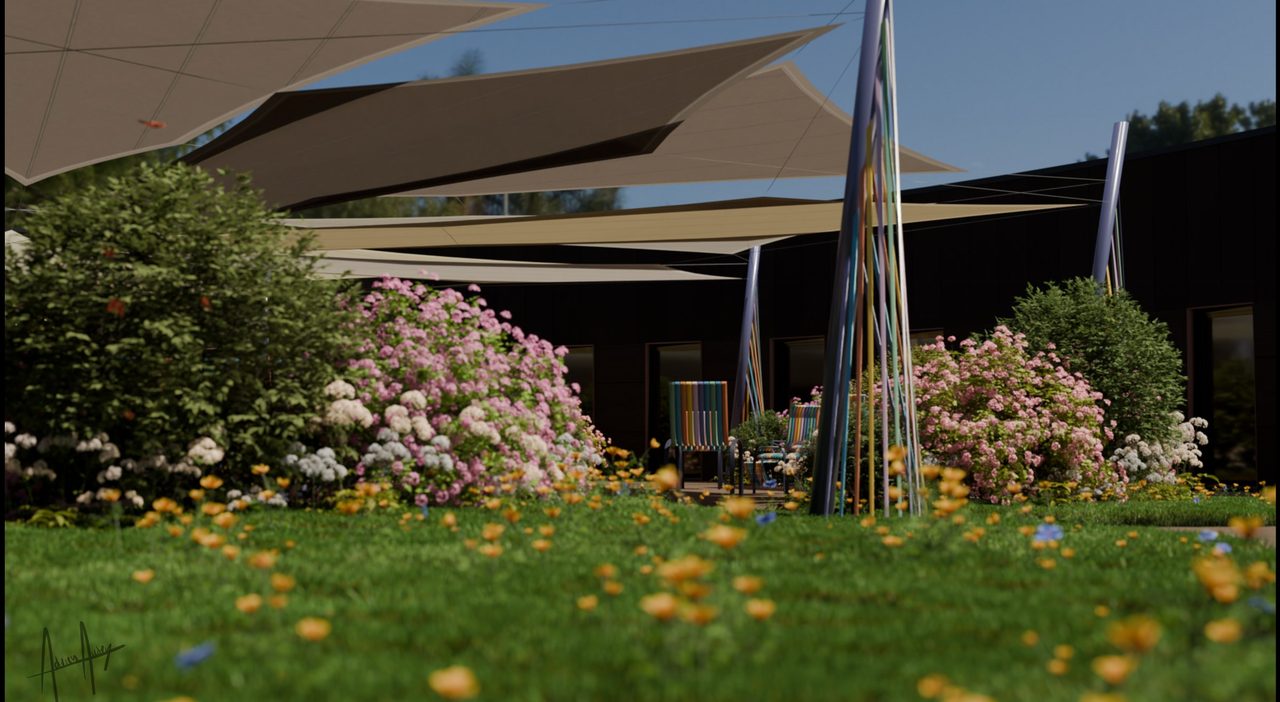Étude : voiles sur le jardin d’une maison de retraite