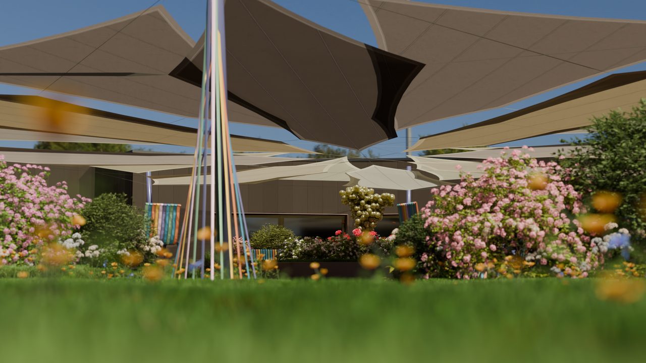 Étude : voiles sur le jardin d’une maison de retraite