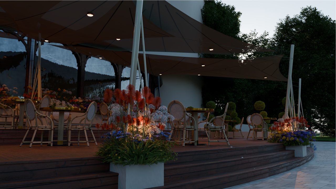 Study: sails for a veranda terrace, Évian