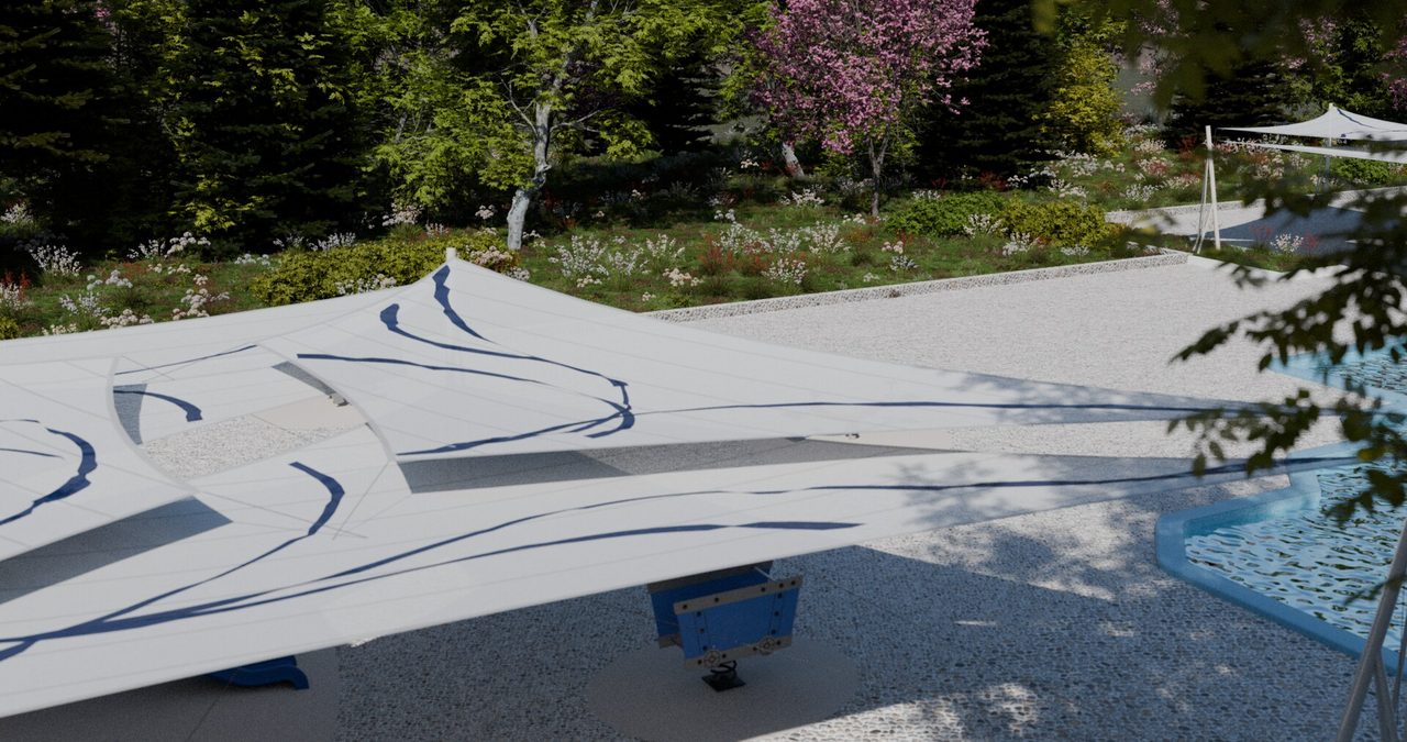 Étude : voiles en roues au-dessus des bassins, Morzine
