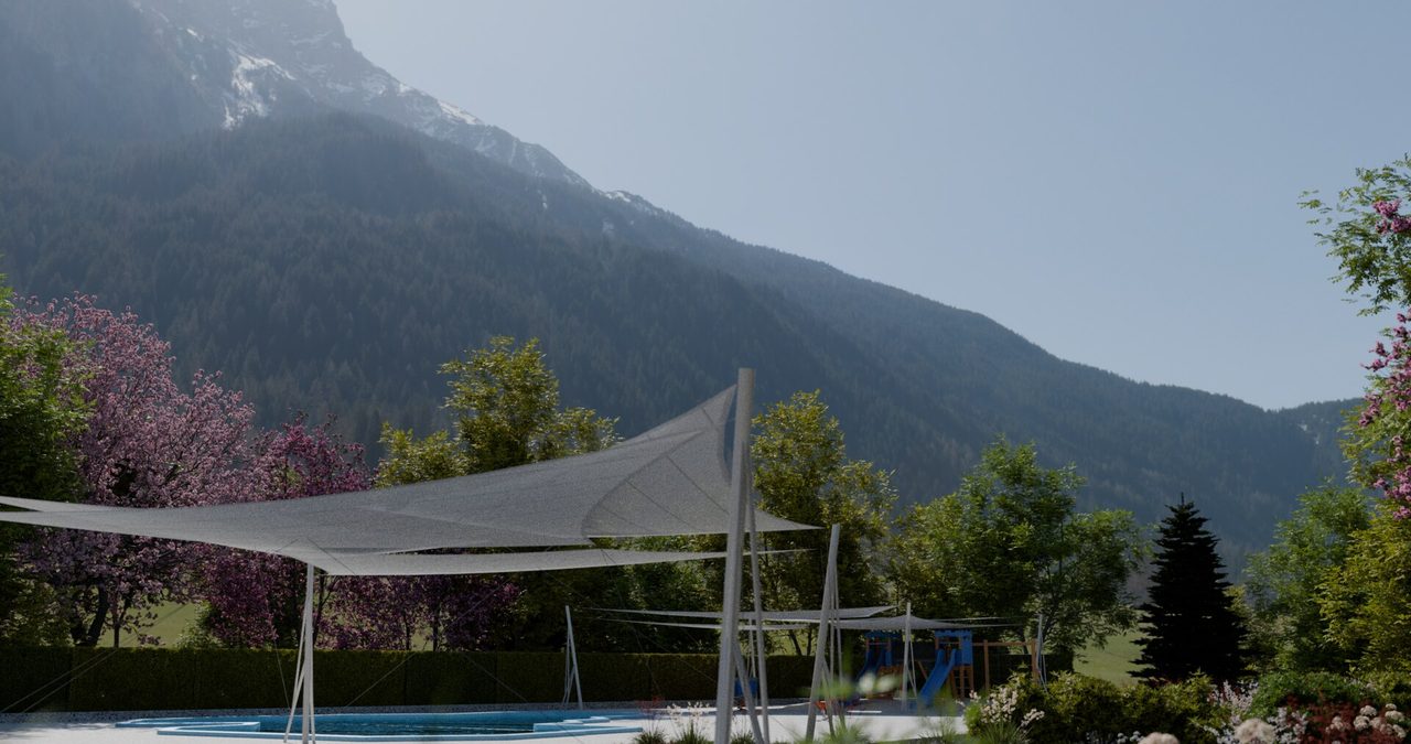 Étude : voiles en roues au-dessus des bassins, Morzine