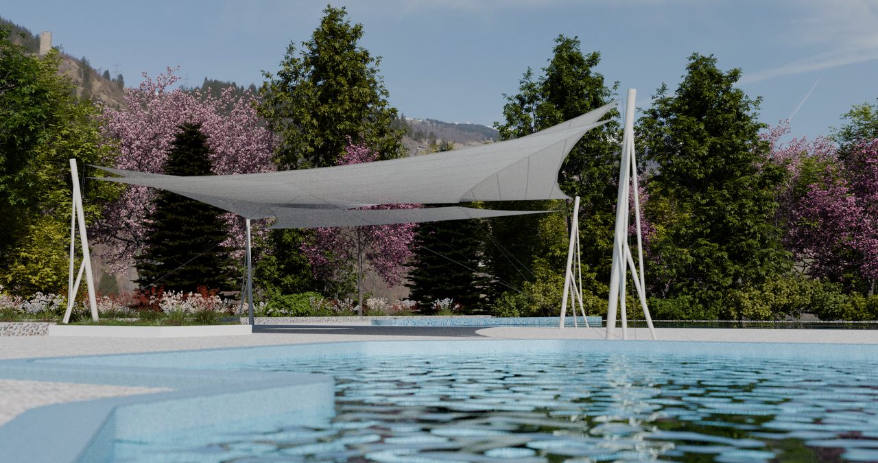 Étude : voiles en roues au-dessus des bassins, Morzine