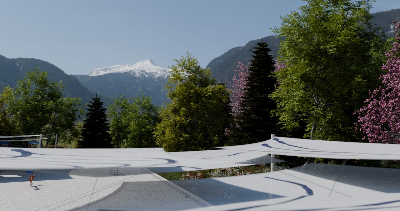 Étude : voiles en roues au-dessus des bassins, Morzine