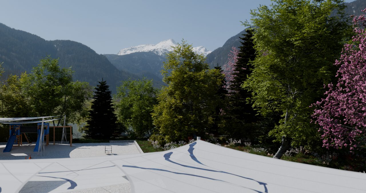 Étude : voiles en roues au-dessus des bassins, Morzine