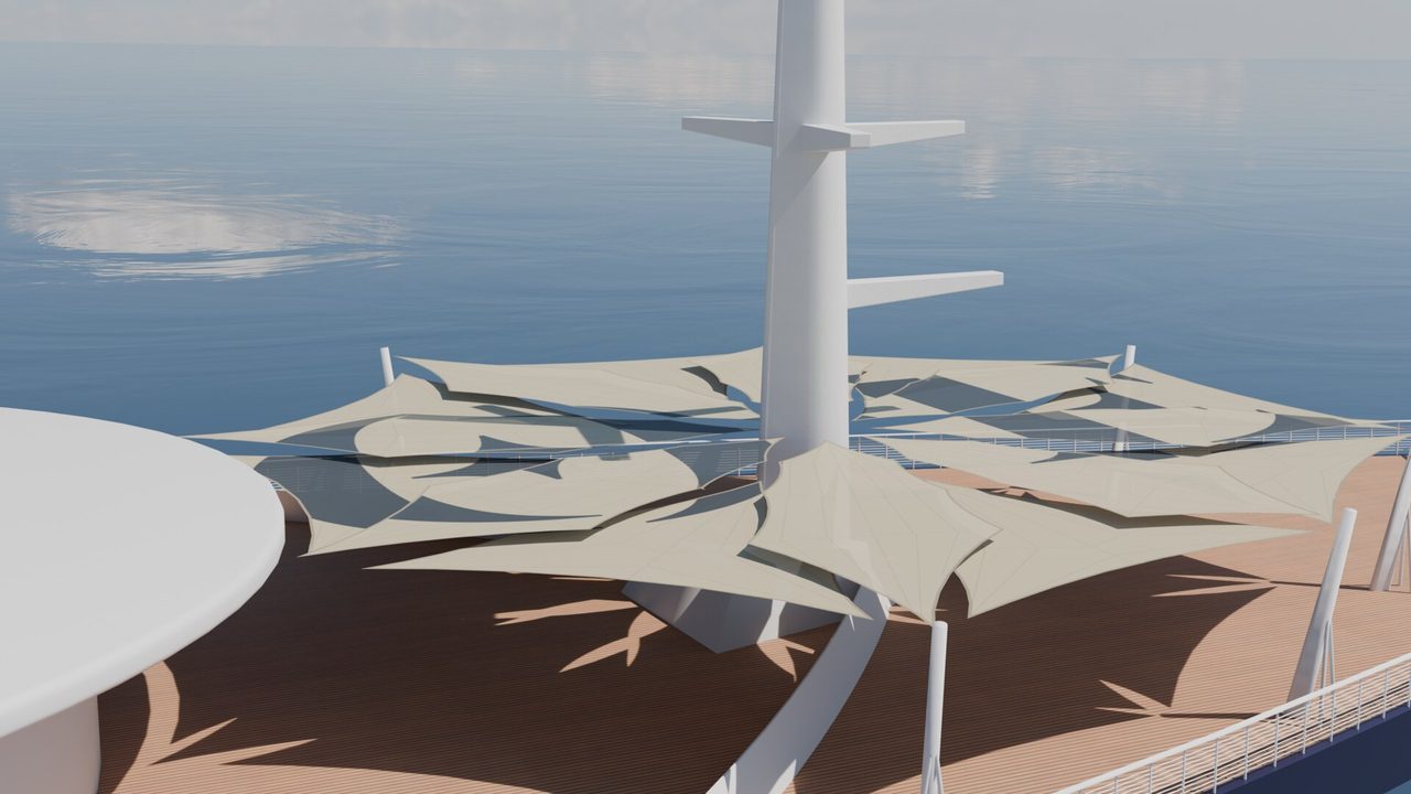 Étude : voiles en rose des vents sur un pont