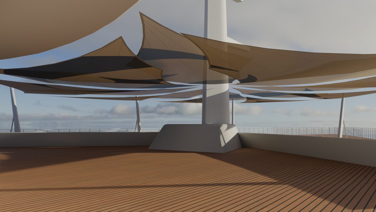 Étude : voiles en rose des vents sur un pont