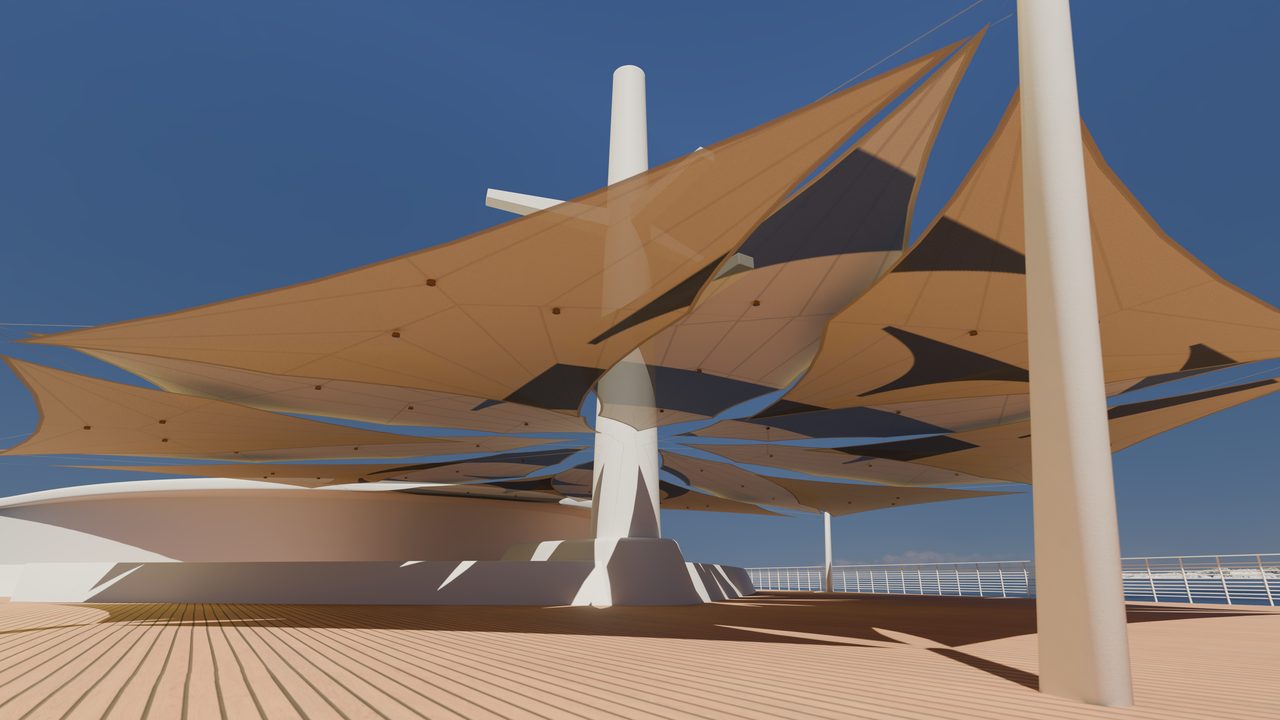 Étude : voiles en rose des vents sur un pont