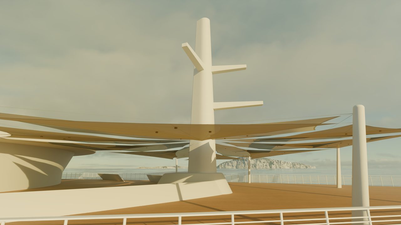 Étude : voiles en rose des vents sur un pont