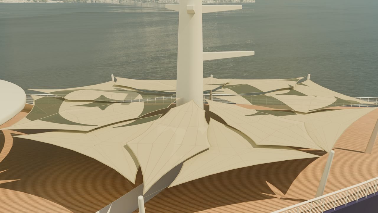 Étude : voiles en rose des vents sur un pont