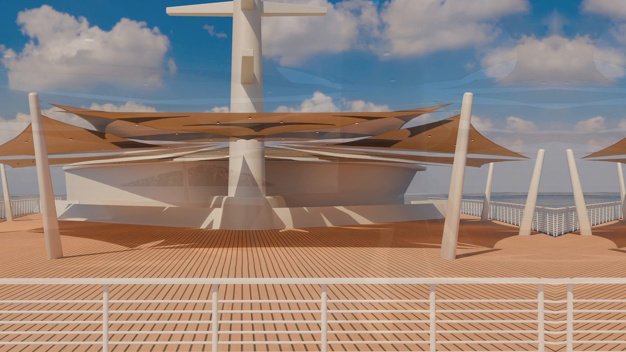 Étude : voiles en rose des vents sur un pont